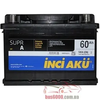 Аккумулятор для легкового автомобиля Inci Aku Supr A 60Ач об