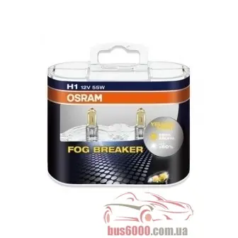 H1 Osram Fog Breaker _2шт_ DuoBox 12V- 55W _P14,5s_ _ +60% света+жёлтый свет_ 62150FBR-HCB