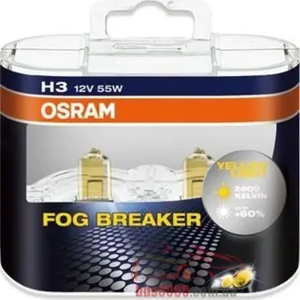 H3 Osram Fog Breaker _2шт_ DuoBox 12V- 55W _PK22s_ _ +60% света+жёлтый свет_ 62151FBR-HCB