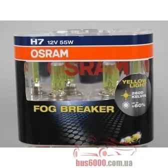 H7 Osram Fog Breaker _2шт_ DuoBox 12V- 55W _PX26d_ _ +60% света+жёлтый свет_ 62210FBR-HCB