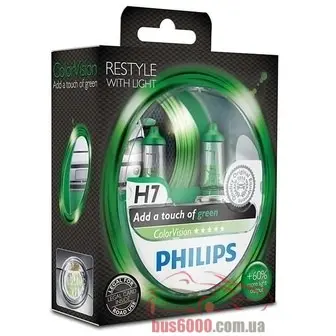 H7 PHILIPS COLORVISION GREEN 12V 55W 12972CVPGS2 _зел._