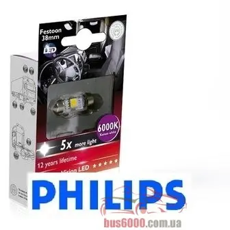 C5W Philips LED Festoon 6000K T10,5x38 24V 1W 24944 6000KX1