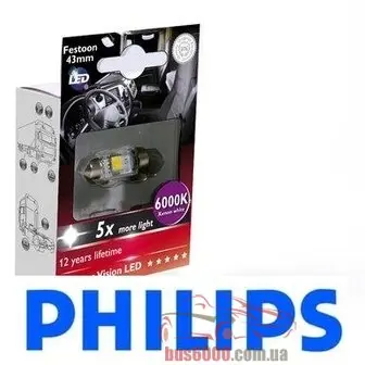 C5W Philips LED Festoon 6000K T10,5x43 24V 1W 24946 6000KX1
